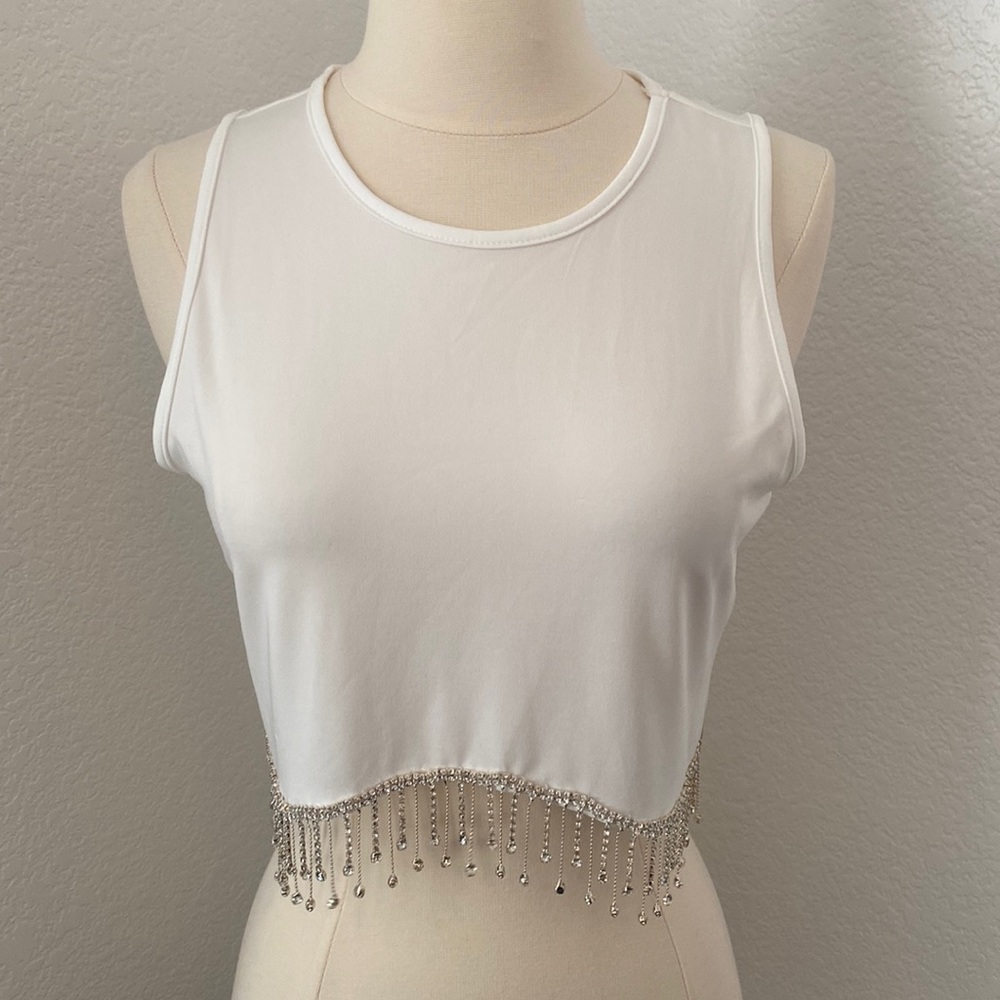 Crop top with rhinestones
